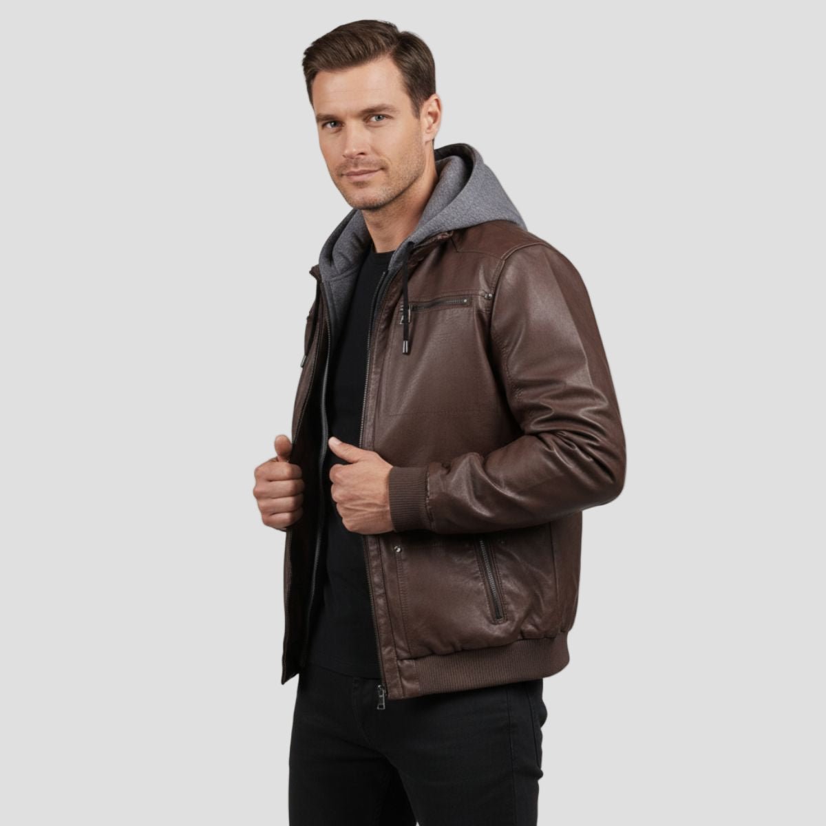 Men's Leather Bomber Jacket