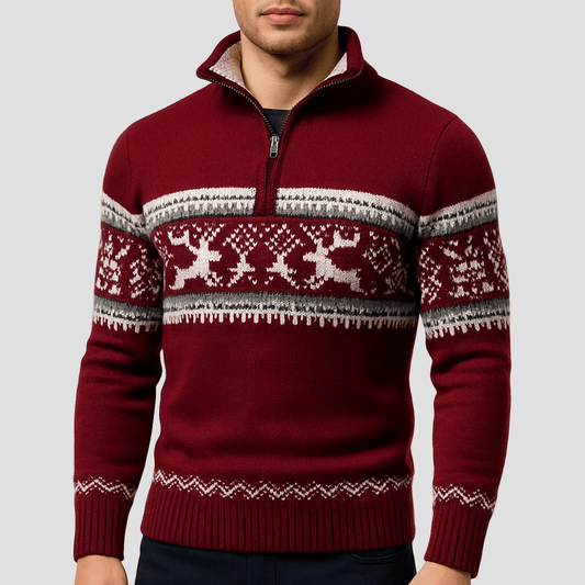 Men's Christmas Style Half-Zip Sweater