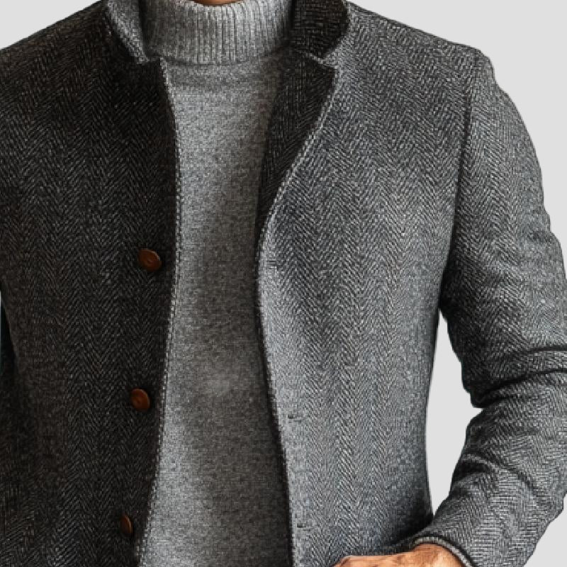 Mid-Length Wool Coat For Men