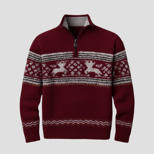 Men's Christmas Style Half-Zip Sweater